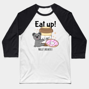 Cute Funny Breakfast Coffee And Donut Lover Kawaii Koala Meme Baseball T-Shirt